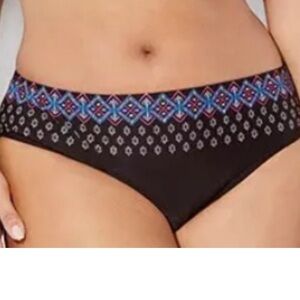New Swimsuits For All Black Bikini Bottom with Colorful Pattern Plus Size 24